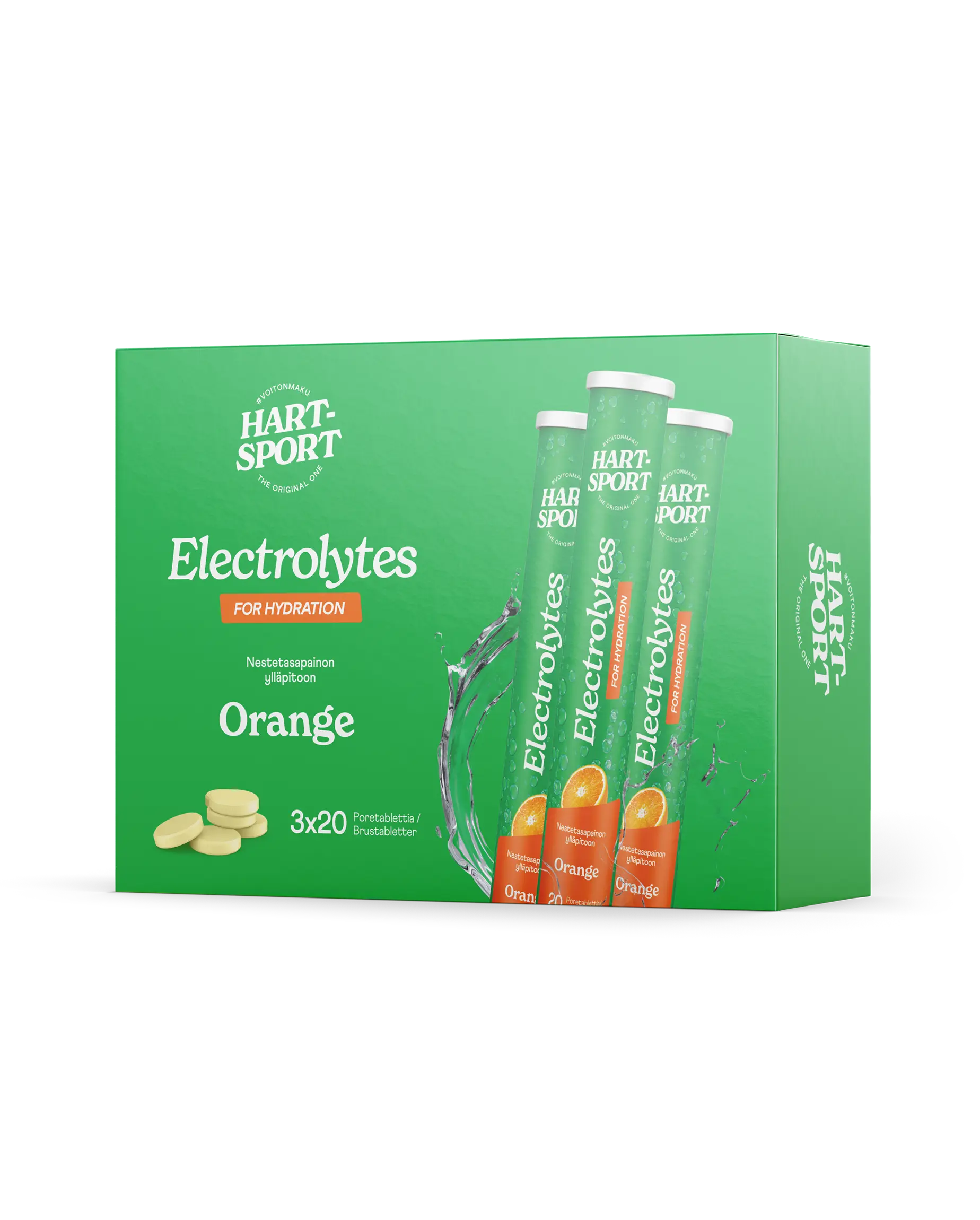 Hart-Sport Electrolytes Poretabletti appelsiini Triplapakkaus 3 x 20 tbl - 6 kpl:n pakkaus.