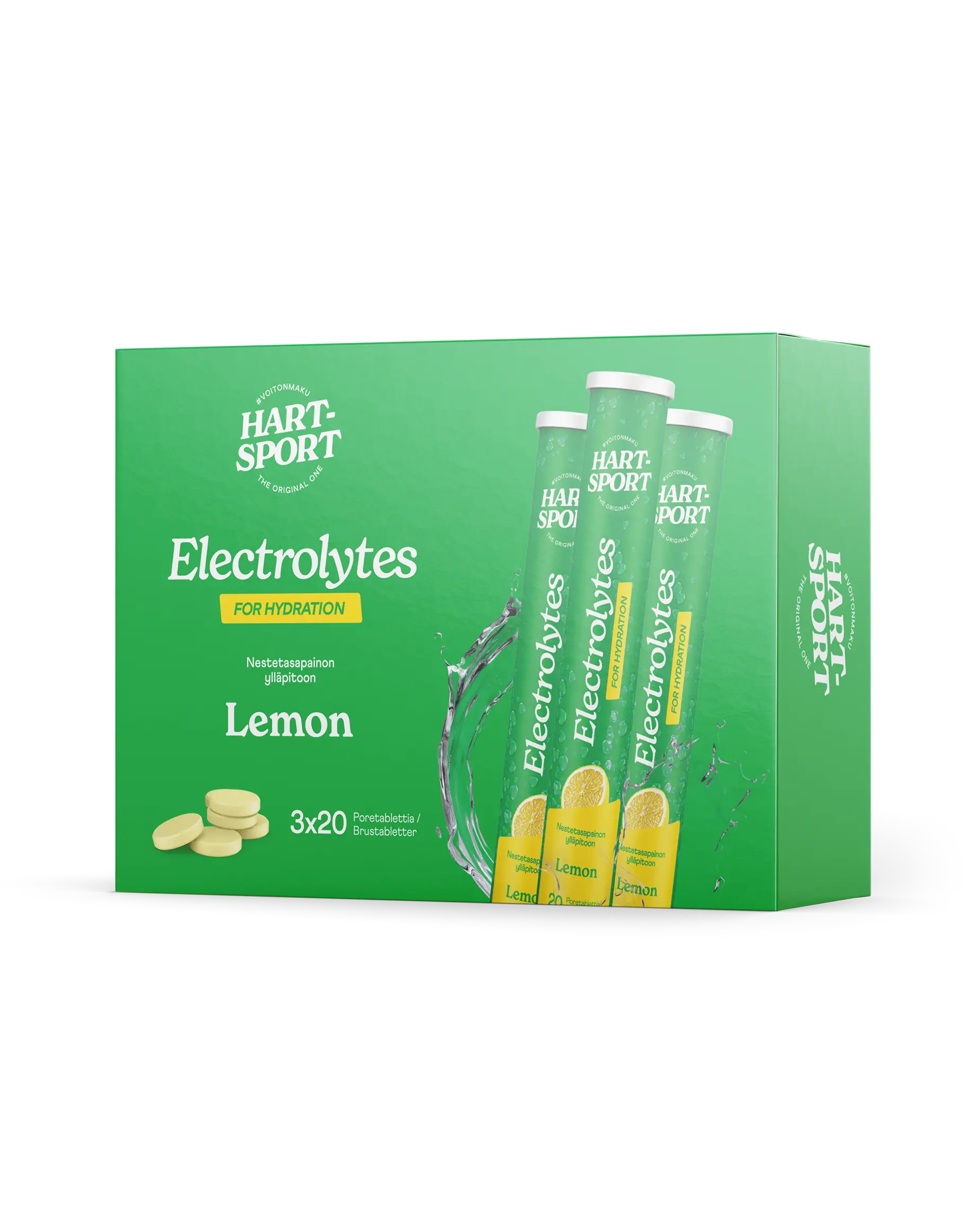 Hart-Sport Electrolytes Poretabletti sitruuna Triplapakkaus 3 x 20 tbl - 6 kpl:n pakkaus.